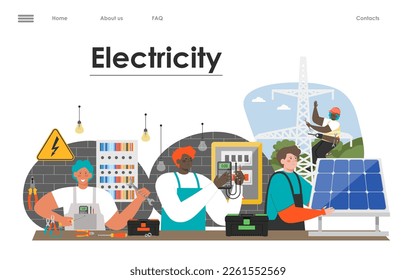 Electricity service flat vector web page template