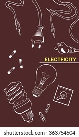 Electricity set sketch 
vector illustration