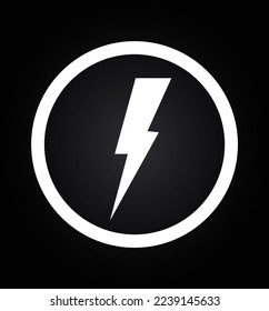 Electricity sign concept on black background icon. Thunder logo concept.Lightning isolated vector icon. Electric bolt flash icon. Power energy symbol. Thunder icon.
