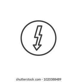 Electricity Sign Line Icon, Outline Vector Sign, Linear Style Pictogram Isolated On White. High Voltage Symbol, Logo Illustration. Editable Stroke