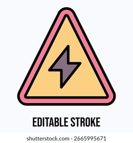 Elektrizitätszeichen, Vektorsymbol, Symbol mit isoliertem Vektorlinienfarbstil, bearbeitbarer Strich.