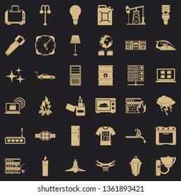 Electricity signal icons set. Simple style of 36 electricity signal vector icons for web for any design