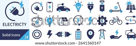 Electricity Simple Silhouette Icon Set