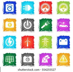 Electricity simply symbol in grunge style for user interface design