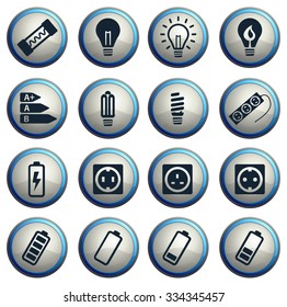 Electricity simply vector icon set