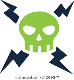 Electricity skull sign icon in trendy flat style isolated on white background