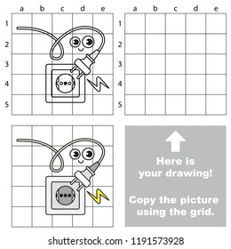 Electricity smile funny, the educational game with simple game level. Copy the picture.
