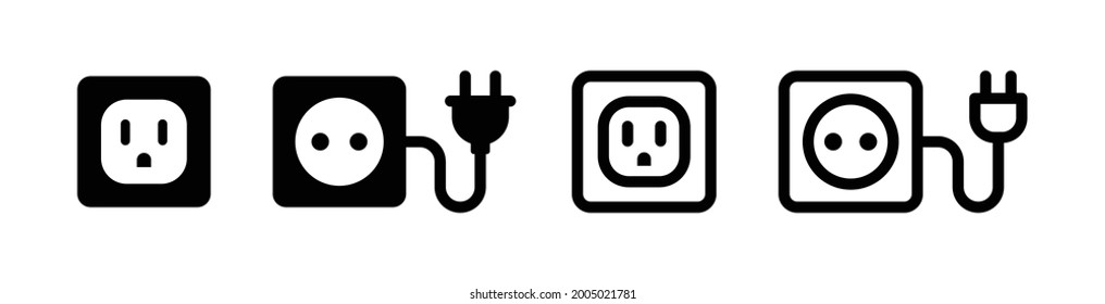 Electricity socket power plug vector illustration icon set.