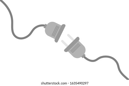 electricity socket wire, poor connection, flat style vector illustration