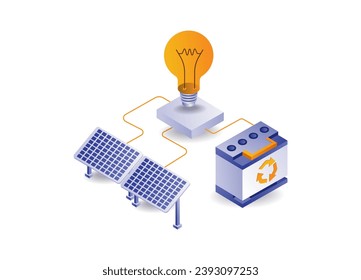 Electricity with solar panel energy concept illustration