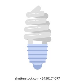 Electricity spiral light bulb. Electrician tools, electrician supplies flat vector illustration