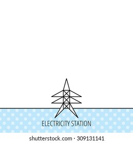 Electricity station icon. Power tower sign. Circles seamless pattern. Background with icon. Vector