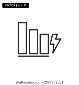 electricity statistics icon down. vector eps 10
