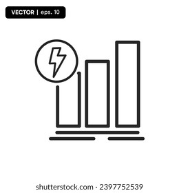 se eleva el icono de las estadísticas de electricidad. vectores 10