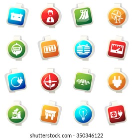 Electricity stickers label icon set