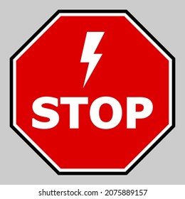 Electricity stop octagon vector illustration. An isolated flat icon illustration of electricity stop octagon with nobody.