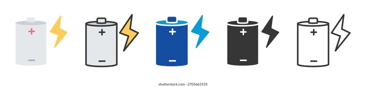 ícone de armazenamento de eletricidade conjunto multi-estilo coleção vários