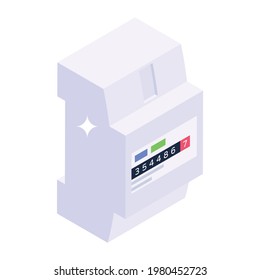 Electricity Supply System, Isometric Design Of Electricity Meter Icon