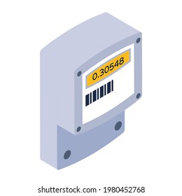 Electricity supply system, isometric design of kwh meter icon