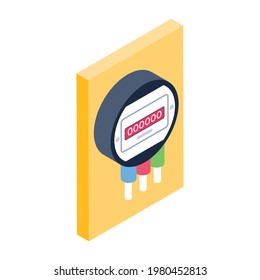 Electricity supply system, isometric design of electric meter icon