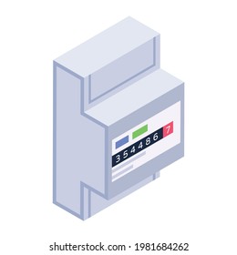 Electricity supply system, isometric design of electricity meter icon