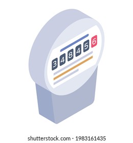 Electricity Supply System, Isometric Design Of Electric Meter Icon