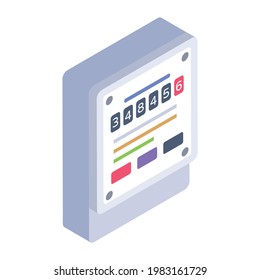 Electricity supply system, isometric design of kwh meter icon