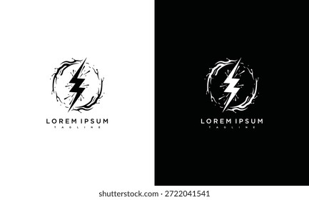 Electricity symbol logo design template on white and black background