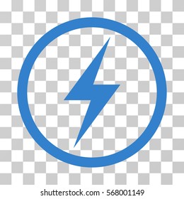 Electricity Symbol rounded icon. Vector illustration style is flat iconic symbol inside a circle, cobalt color, transparent background. Designed for web and software interfaces.
