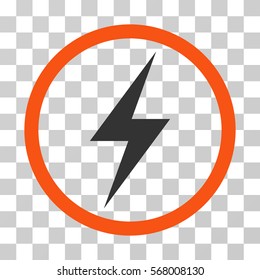 Electricity Symbol rounded icon. Vector illustration style is flat iconic bicolor symbol inside a circle, orange and gray colors, transparent background. Designed for web and software interfaces.