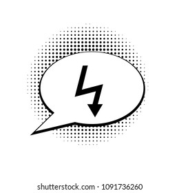 electricity symbol and speech bubble, halftone effect