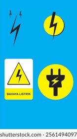 Electricity, Tag, Sign, Symbol, Icon, Flat Design