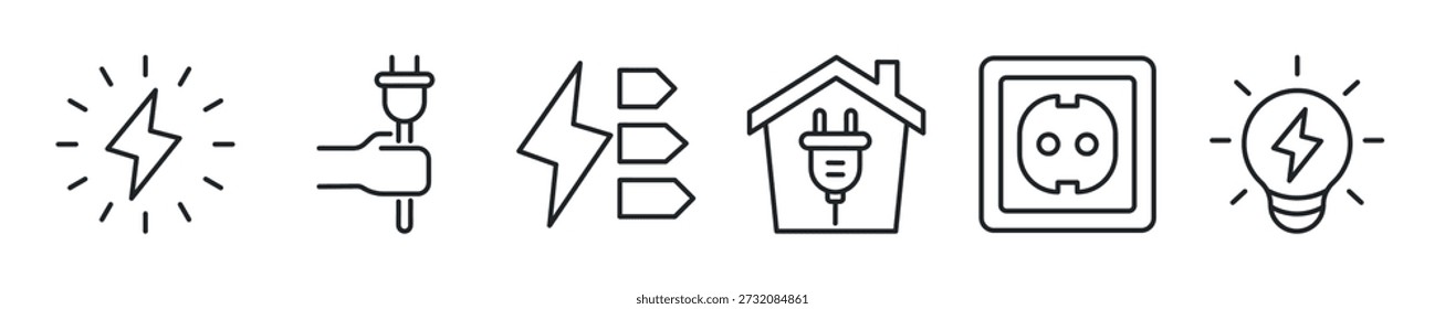 Symbolsatz für dünne Stromlinie. Web-Minimalsymbole