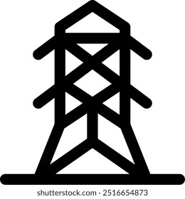 Icono de la torre de electricidad. Diseño De Estilo Lineal Delgado Aislado Sobre Fondo Blanco