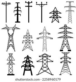 Electricity Tower icon vector set. Transmission Tower illustration sign collection. Power Lines symbol. Electrical Lines logo.