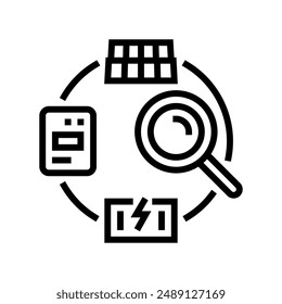Stromverbrauchsnachverfolgung Energielinien-Symbol Vektorgrafik. Stromverbrauchsnachverfolgung Energiezeichen. Isoliertes Kontursymbol Schwarze Abbildung