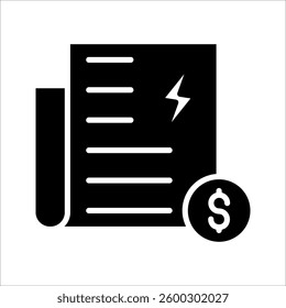 Electricity utility bill document Icon. Symbol isolated white background. vector illustration. color editable.