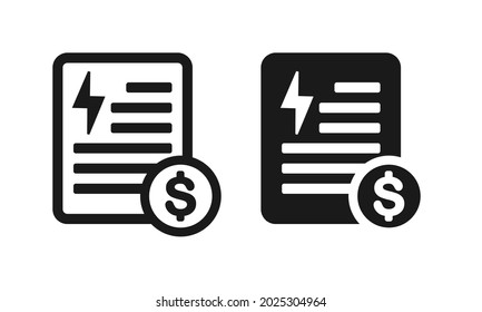 Electricity Utility Bill Document. Payment Icon. Illustration Vector