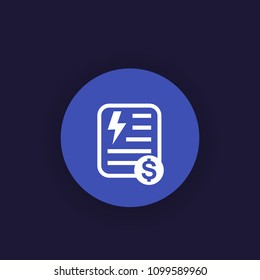 Electricity Utility Bill Icon, Vector