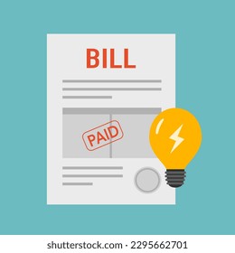 Electricity utility paying bill in flat design.