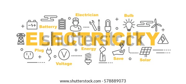 Electricity Vector Banner Design Concept Flat Stock Vector (Royalty ...