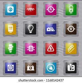 Electricity vector glass icons for user interface design