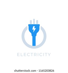 electricity vector icon with electric plug