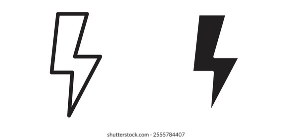 Electricity vector icon set in black color.
