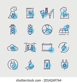 electricity vector icon set hydro recycle radiation electric power icon