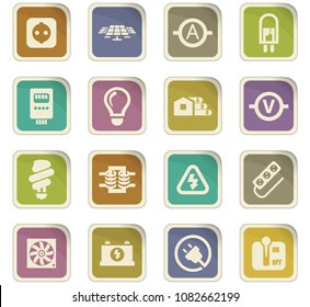 Electricity vector icons for user interface design