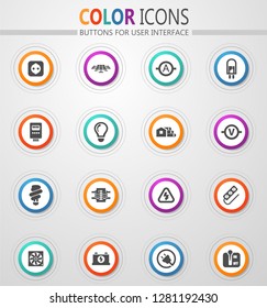 Electricity vector icons for user interface design