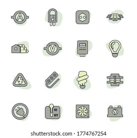 Electricity vector icons for user interface design