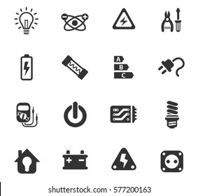 electricity vector icons for user interface design