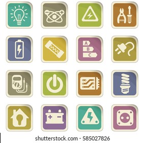 electricity vector icons for user interface design